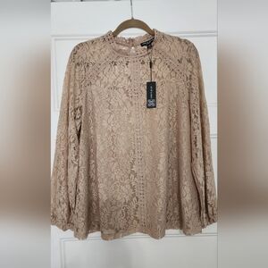 Womens NWT khaki lace blouse size 1X